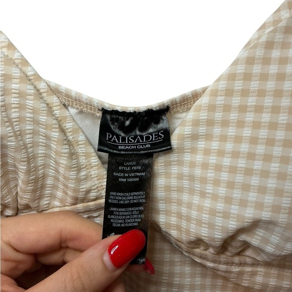 Cream and White One Piece Swimsuit with Adjustable Straps - Picture 2 of 5